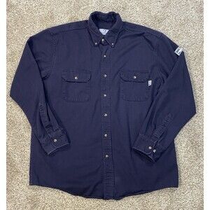 Tyndale FR Shirt Men’s XL Blue Fire Resistant Button Down CAT2 Utility Work